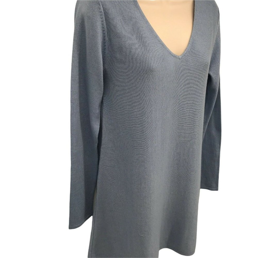 J Jill Womens Long Sleeves V Neck Pullover Breeze Blue Tunic Sweater Size XS - Picture 3 of 8